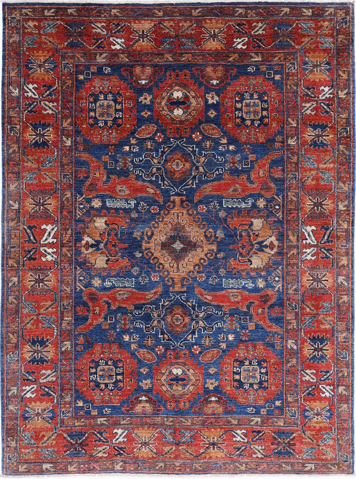 Hand Knotted Nomadic Caucasian Humna Wool Rug 4' 11" x 6' 9" - No. AT44552