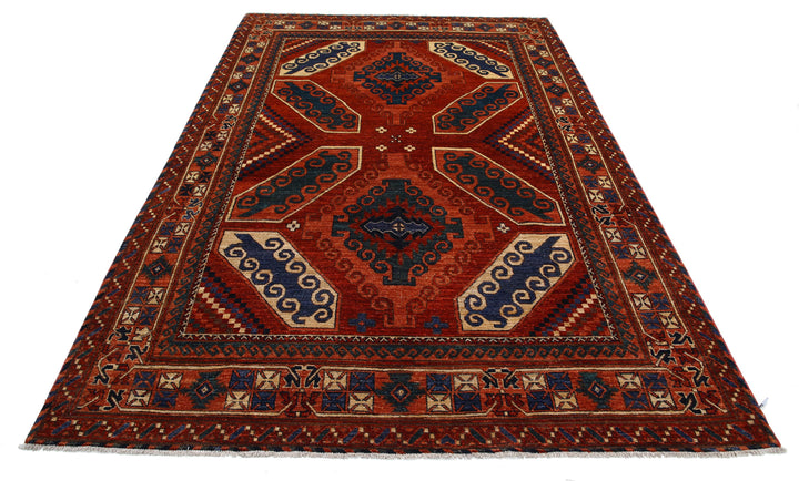 Hand Knotted Nomadic Caucasian Humna Wool Rug 6' 5" x 9' 4" - No. AT76595