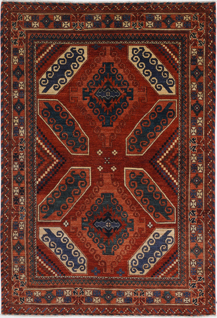 Hand Knotted Nomadic Caucasian Humna Wool Rug 6' 5" x 9' 4" - No. AT76595