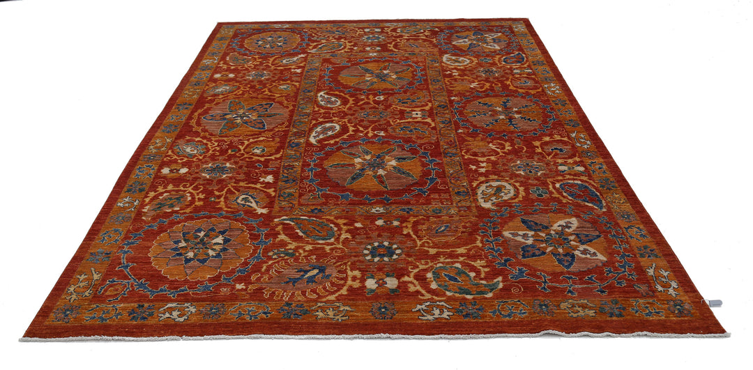 Hand Knotted Nomadic Caucasian Humna Wool Rug 6' 10" x 10' 4" - No. AT41303