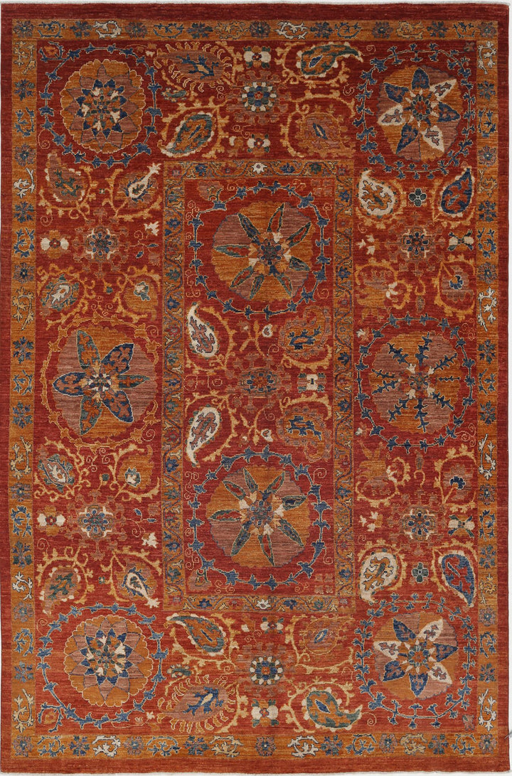 Hand Knotted Nomadic Caucasian Humna Wool Rug 6' 10" x 10' 4" - No. AT41303