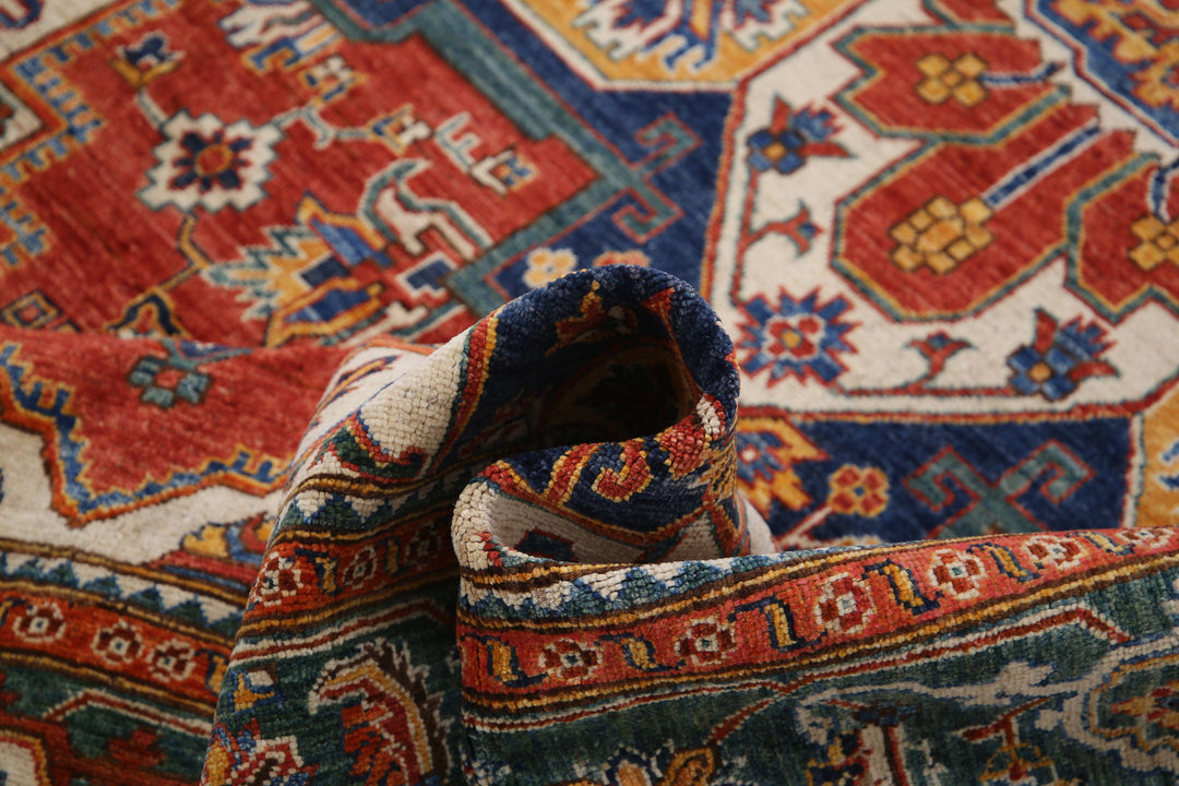 Hand Knotted Nomadic Caucasian Humna Wool Rug 6' 7" x 10' 6" - No. AT54384