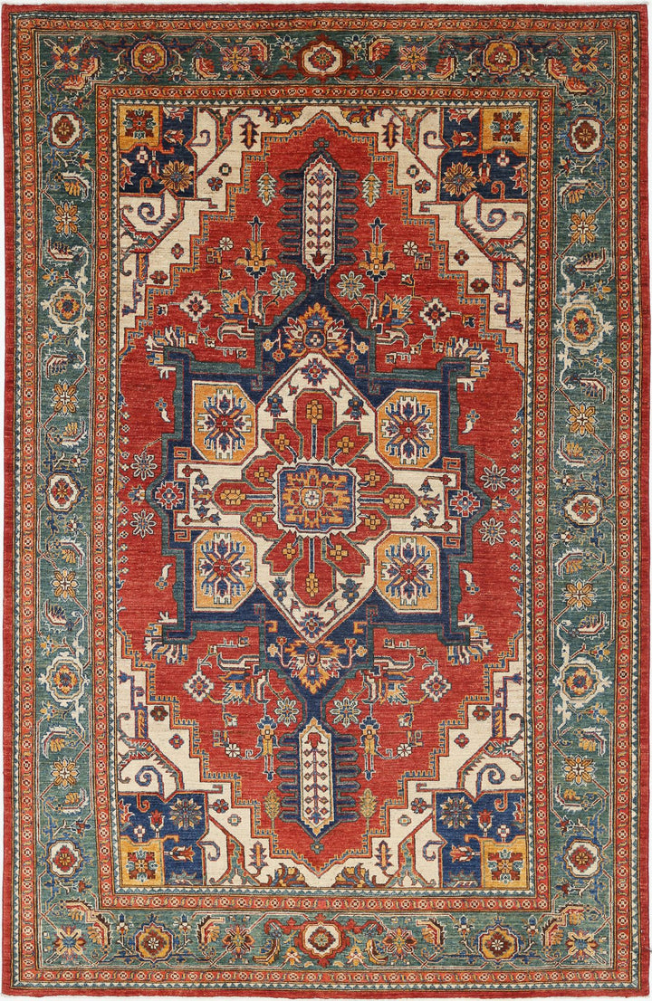 Hand Knotted Nomadic Caucasian Humna Wool Rug 6' 7" x 10' 6" - No. AT54384