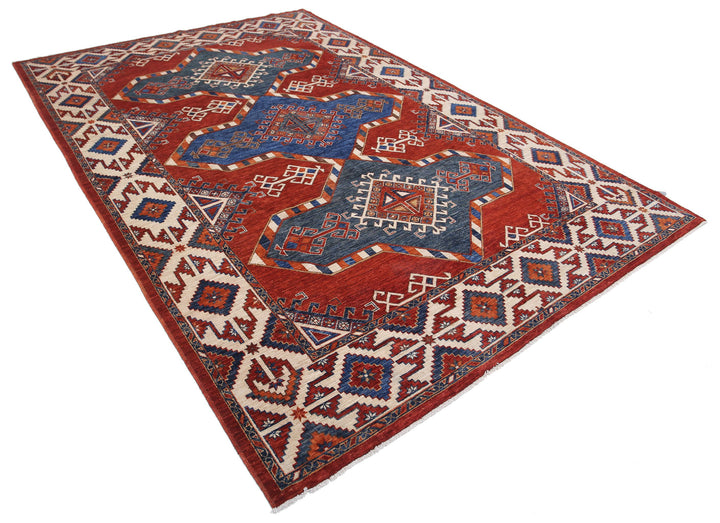 Hand Knotted Nomadic Caucasian Humna Wool Rug 7' 0" x 10' 2" - No. AT28629