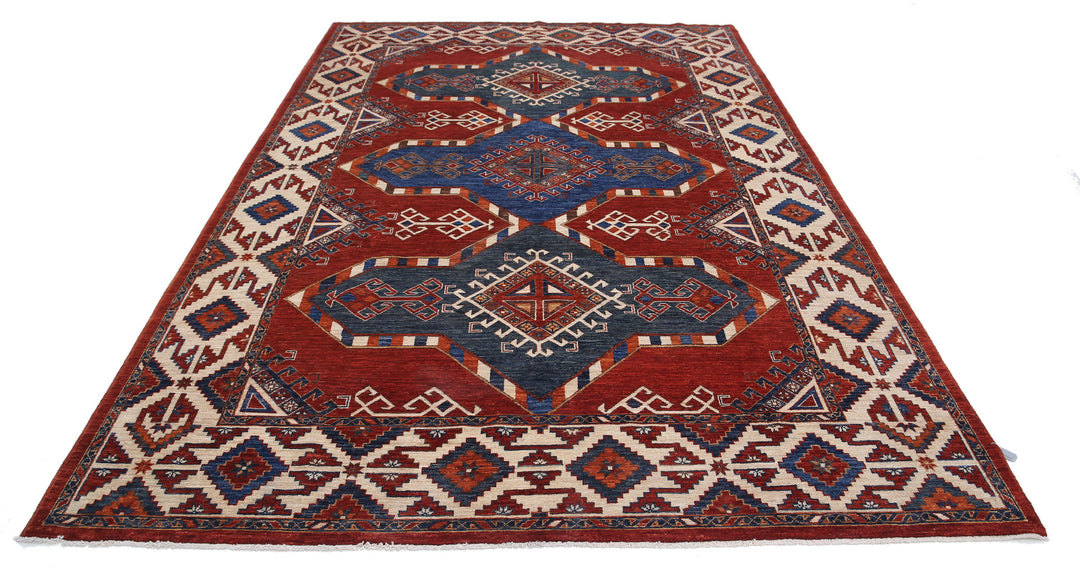Hand Knotted Nomadic Caucasian Humna Wool Rug 7' 0" x 10' 2" - No. AT28629