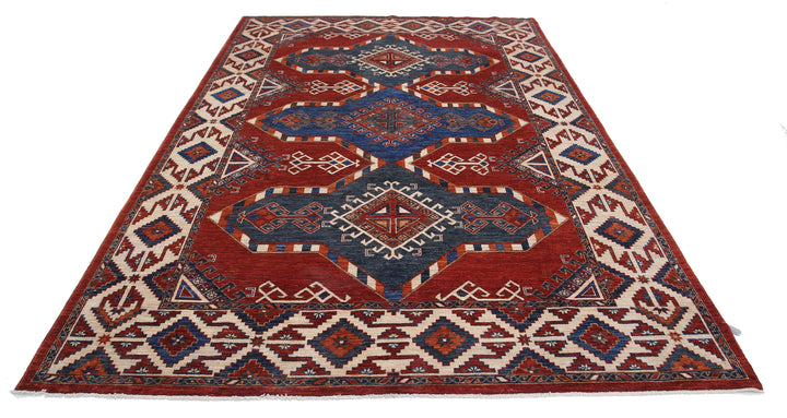 Hand Knotted Nomadic Caucasian Humna Wool Rug 7' 0" x 10' 2" - No. AT28629
