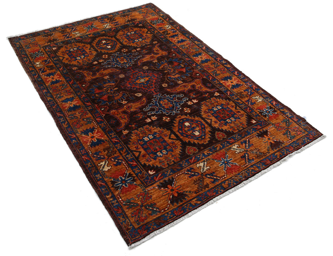 Hand Knotted Nomadic Caucasian Humna Wool Rug 3' 11" x 5' 11" - No. AT21850