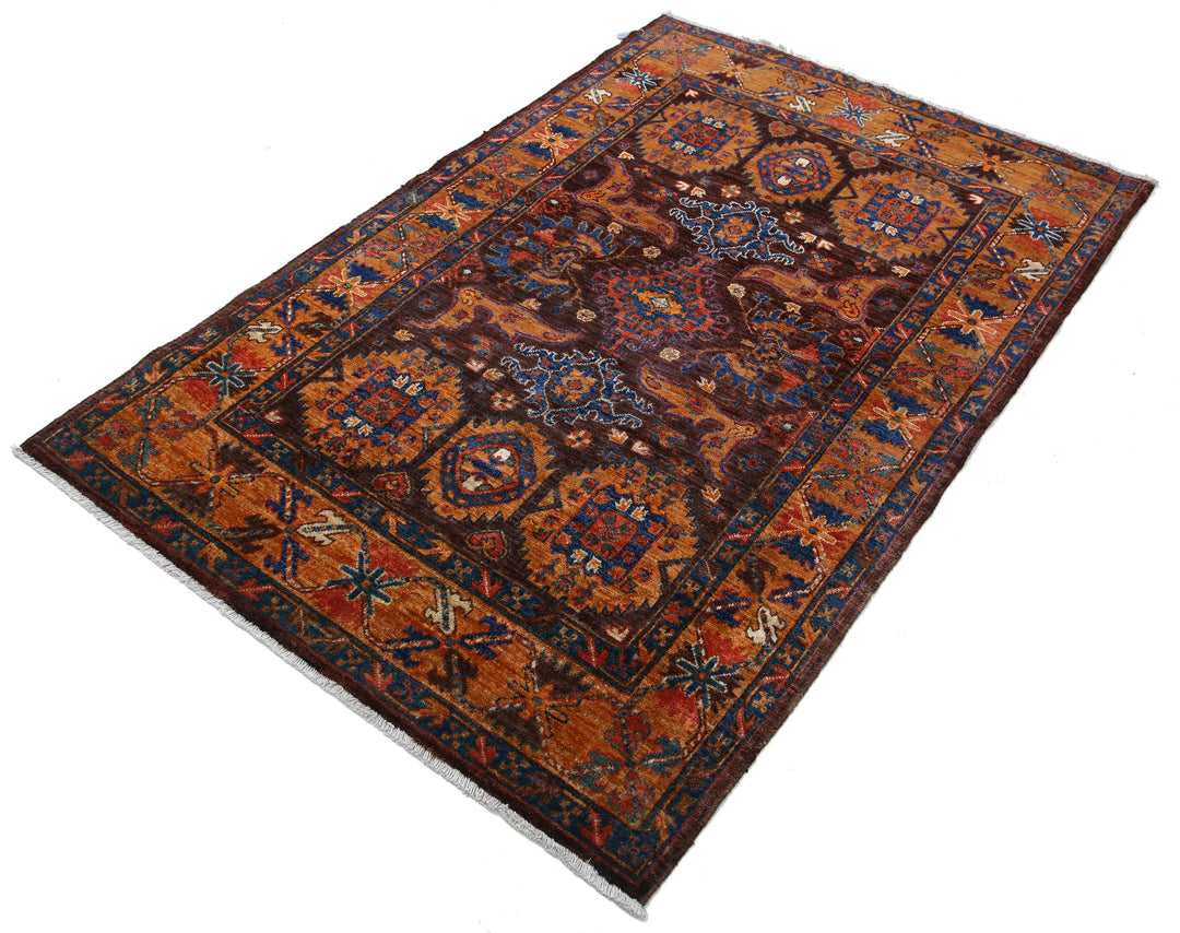 Hand Knotted Nomadic Caucasian Humna Wool Rug 3' 11" x 5' 11" - No. AT21850
