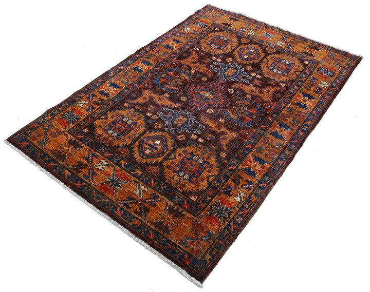 Hand Knotted Nomadic Caucasian Humna Wool Rug 3' 11" x 5' 11" - No. AT21850