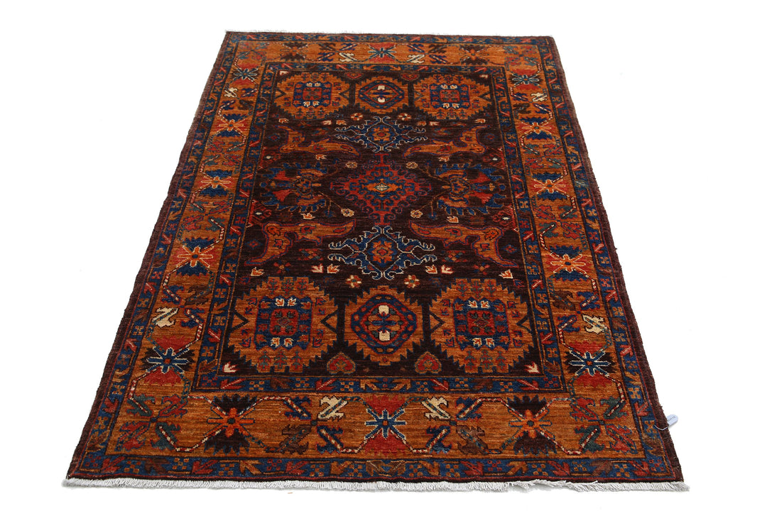 Hand Knotted Nomadic Caucasian Humna Wool Rug 3' 11" x 5' 11" - No. AT21850