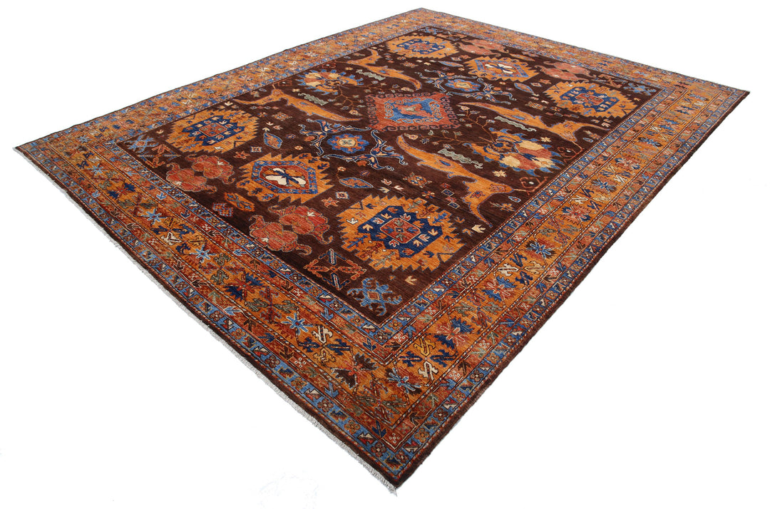 Hand Knotted Nomadic Caucasian Humna Wool Rug 9' 2" x 11' 7" - No. AT58998