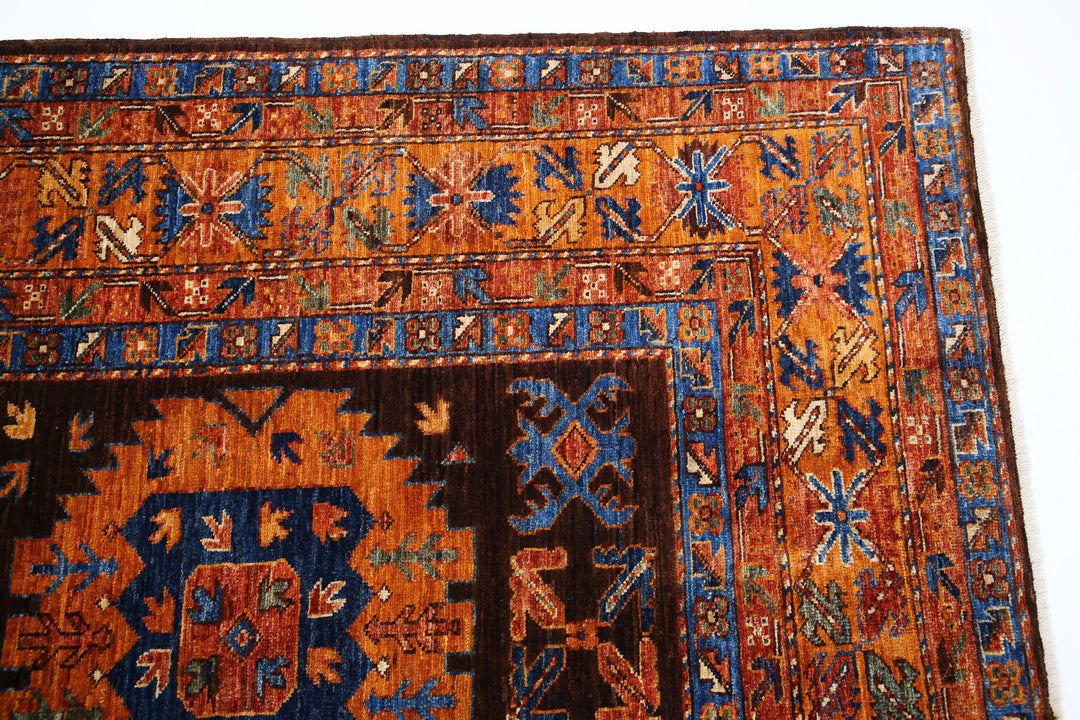Hand Knotted Nomadic Caucasian Humna Wool Rug 9' 2" x 11' 7" - No. AT58998
