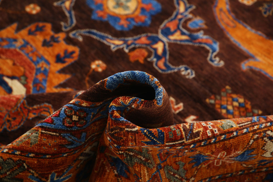 Hand Knotted Nomadic Caucasian Humna Wool Rug 9' 2" x 11' 7" - No. AT58998