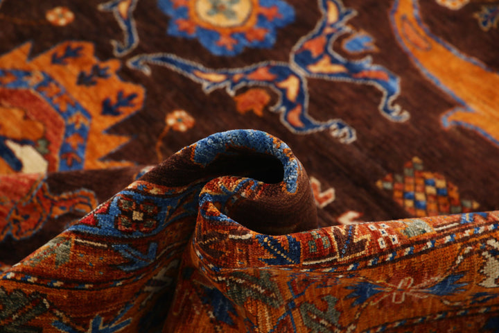 Hand Knotted Nomadic Caucasian Humna Wool Rug 9' 2" x 11' 7" - No. AT58998