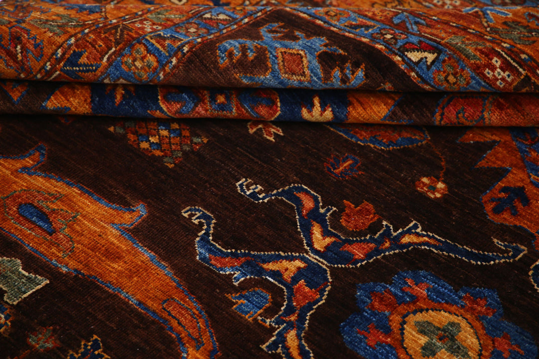 Hand Knotted Nomadic Caucasian Humna Wool Rug 9' 2" x 11' 7" - No. AT58998