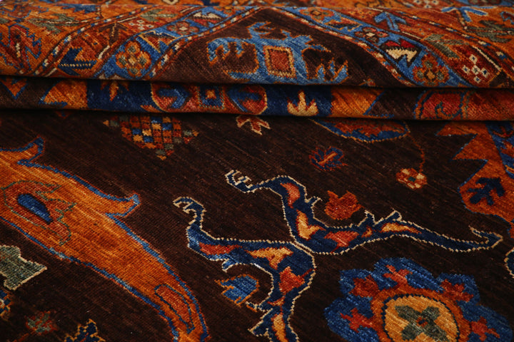 Hand Knotted Nomadic Caucasian Humna Wool Rug 9' 2" x 11' 7" - No. AT58998