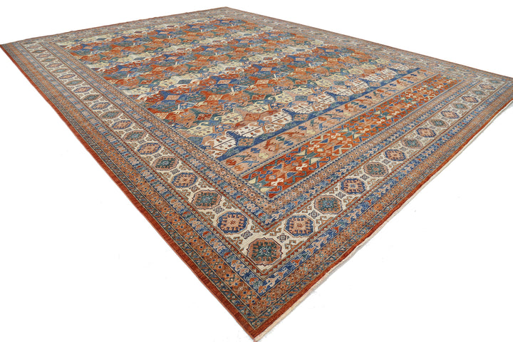 Hand Knotted Nomadic Caucasian Humna Wool Rug 14' 6" x 19' 2" - No. AT21626
