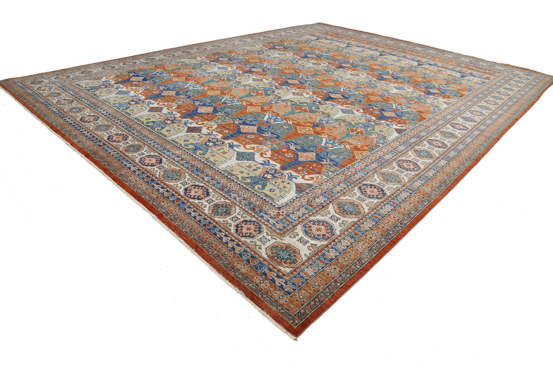 Hand Knotted Nomadic Caucasian Humna Wool Rug 14' 6" x 19' 2" - No. AT21626