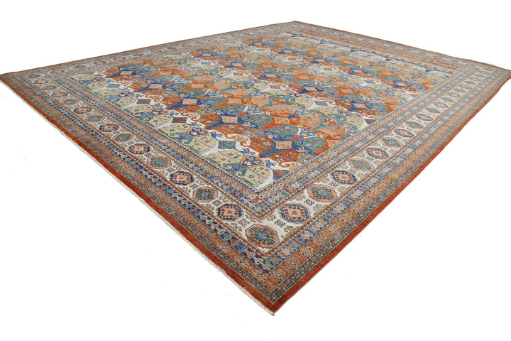 Hand Knotted Nomadic Caucasian Humna Wool Rug 14' 6" x 19' 2" - No. AT21626