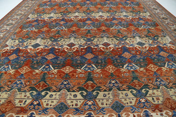 Hand Knotted Nomadic Caucasian Humna Wool Rug 14' 6" x 19' 2" - No. AT21626