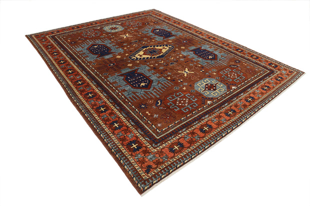 Hand Knotted Nomadic Caucasian Humna Wool Rug 8' 6" x 10' 4" - No. AT81614