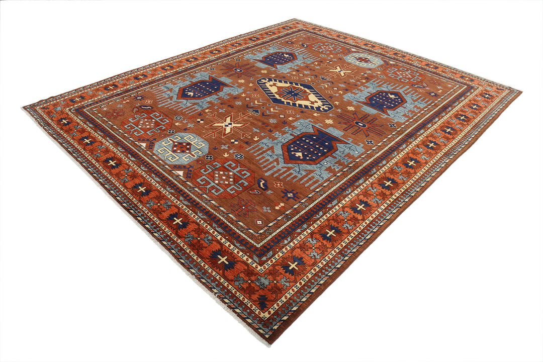 Hand Knotted Nomadic Caucasian Humna Wool Rug 8' 6" x 10' 4" - No. AT81614