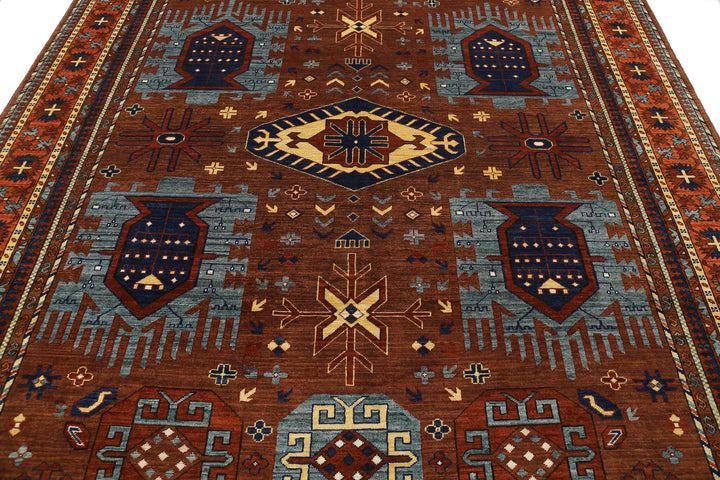 Hand Knotted Nomadic Caucasian Humna Wool Rug 8' 6" x 10' 4" - No. AT81614