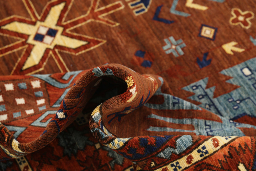 Hand Knotted Nomadic Caucasian Humna Wool Rug 8' 6" x 10' 4" - No. AT81614