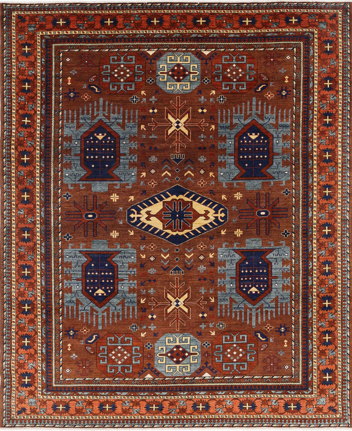Hand Knotted Nomadic Caucasian Humna Wool Rug 8' 6" x 10' 4" - No. AT81614