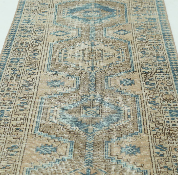 Hand Knotted Vintage Persian Heriz Wool Rug 3' 2" x 10' 6" - No. AT93159