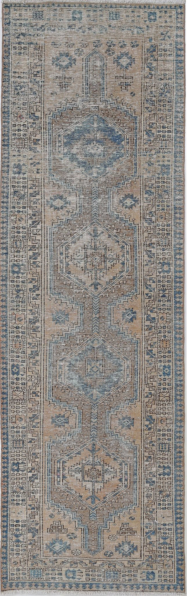Hand Knotted Vintage Persian Heriz Wool Rug 3' 2" x 10' 6" - No. AT93159