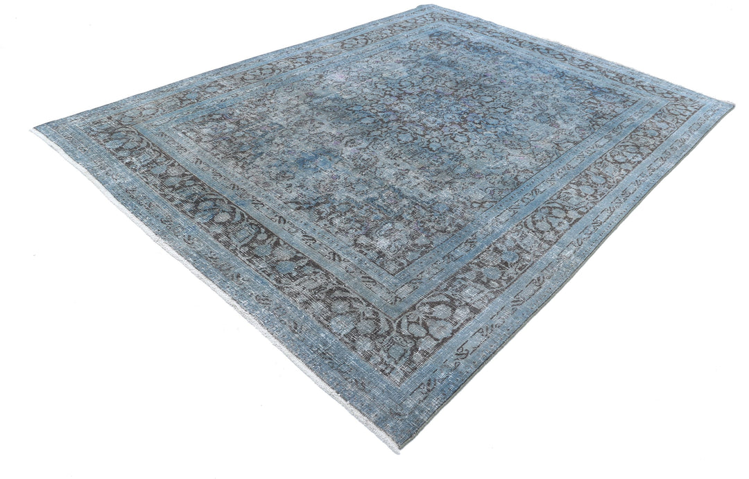 Hand Knotted Vintage Distressed Persian Kashan Wool Rug 7' 11" x 10' 10" - No. AT83481