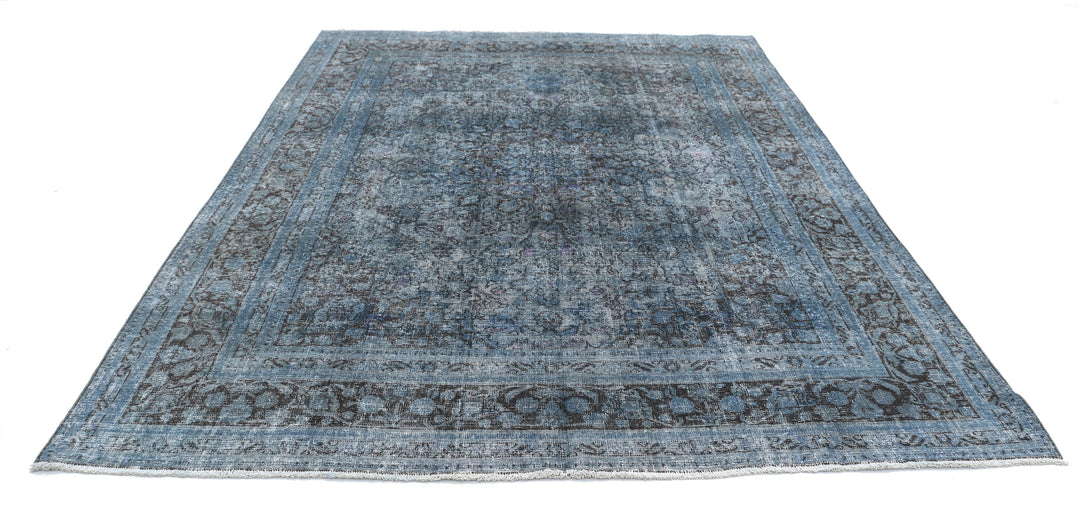 Hand Knotted Vintage Distressed Persian Kashan Wool Rug 7' 11" x 10' 10" - No. AT83481