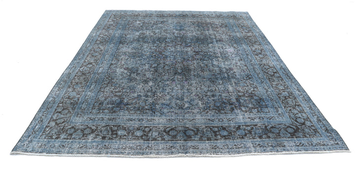 Hand Knotted Vintage Distressed Persian Kashan Wool Rug 7' 11" x 10' 10" - No. AT83481