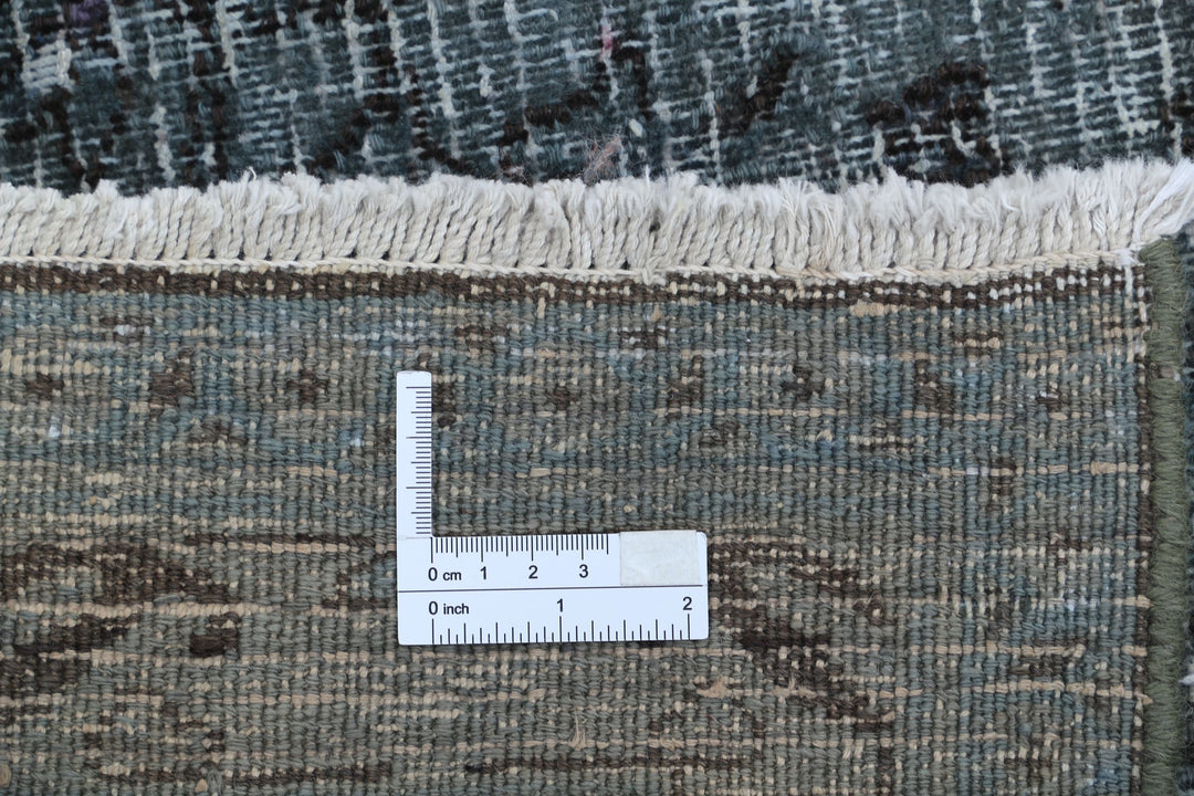 Hand Knotted Vintage Distressed Persian Kashan Wool Rug 7' 11" x 10' 10" - No. AT83481