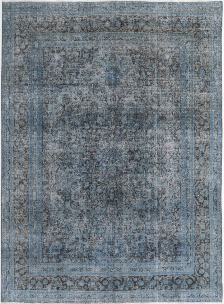 Hand Knotted Vintage Distressed Persian Kashan Wool Rug 7' 11" x 10' 10" - No. AT83481