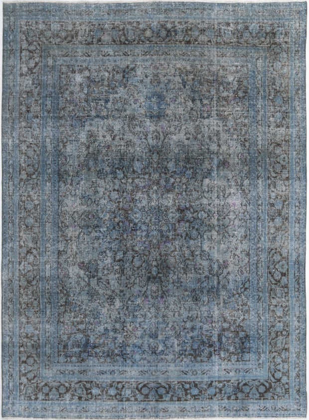 Hand Knotted Vintage Distressed Persian Kashan Wool Rug 7' 11" x 10' 10" - No. AT83481