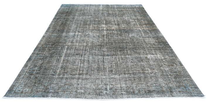 Hand Knotted Vintage Distressed Persian Kashan Wool Rug 7' 3" x 11' 2" - No. AT78922