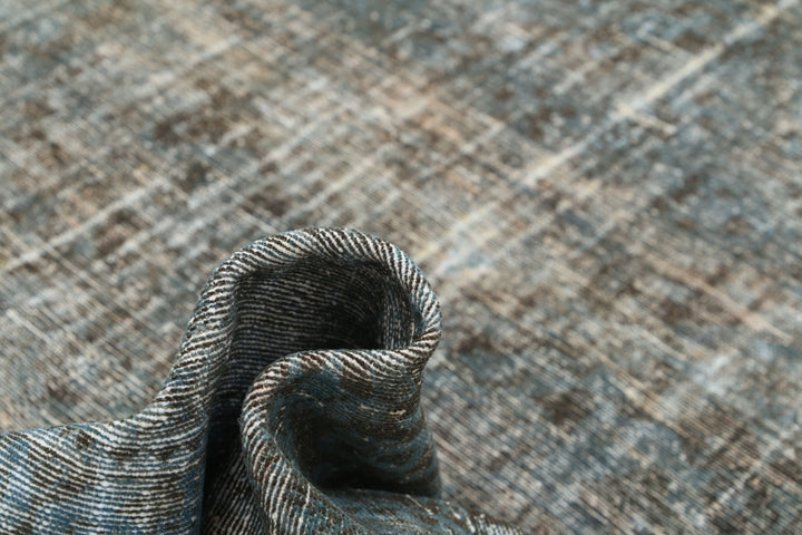 Hand Knotted Vintage Distressed Persian Kashan Wool Rug 7' 3" x 11' 2" - No. AT78922