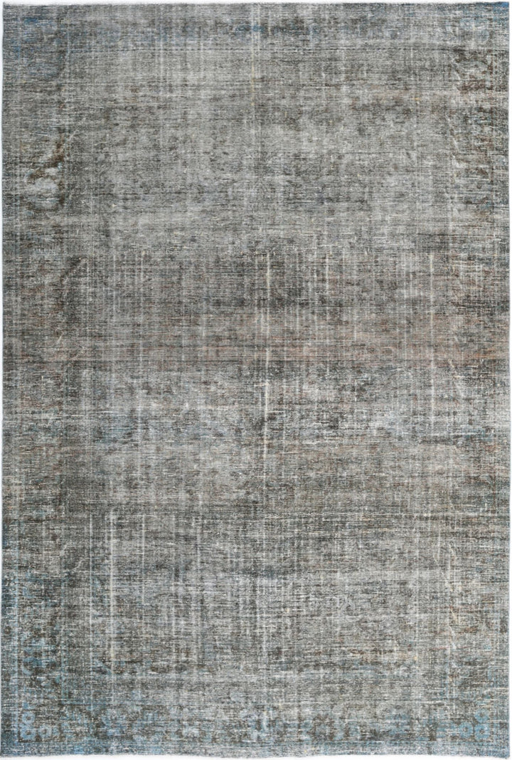 Hand Knotted Vintage Distressed Persian Kashan Wool Rug 7' 3" x 11' 2" - No. AT78922