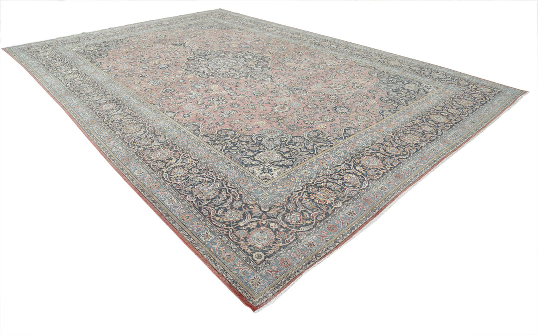 Hand Knotted Vintage Persian Kashan Wool Rug 11' 10" x 17' 3" - No. AT28225