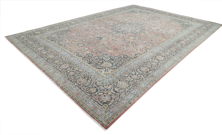 Hand Knotted Vintage Persian Kashan Wool Rug 11' 10" x 17' 3" - No. AT28225