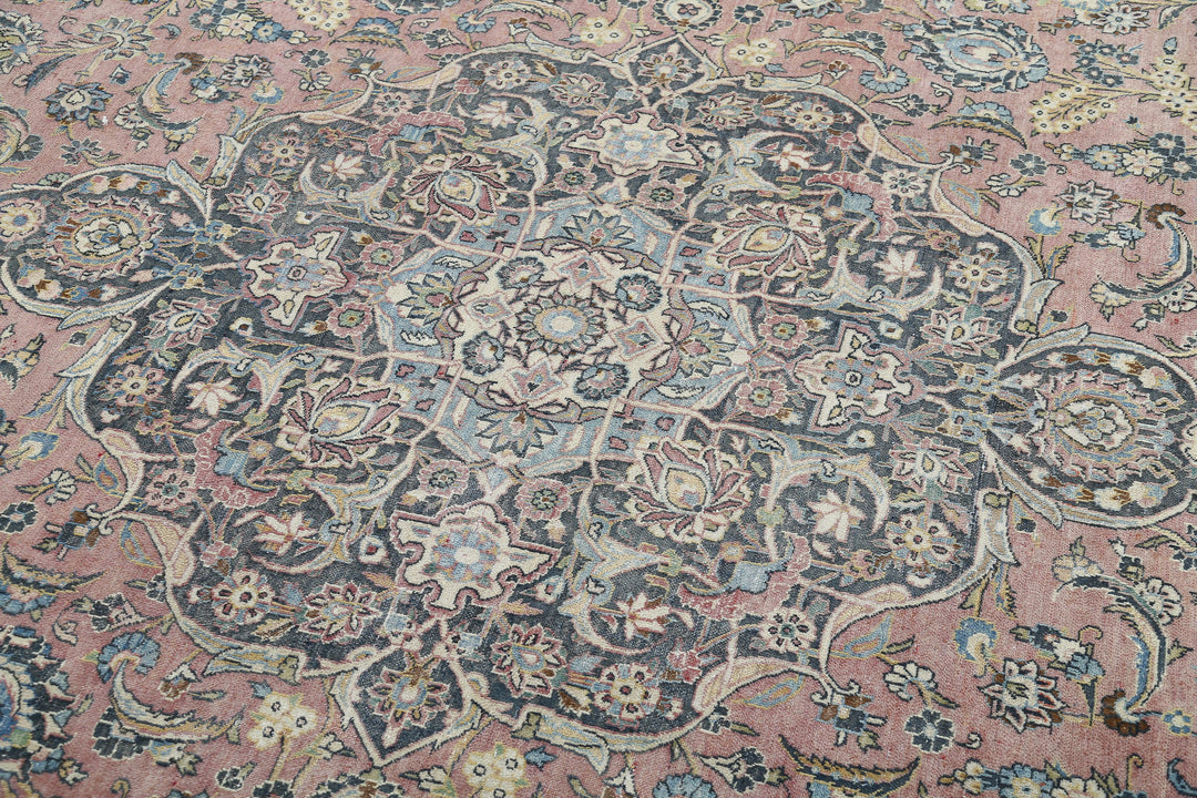 Hand Knotted Vintage Persian Kashan Wool Rug 11' 10" x 17' 3" - No. AT28225
