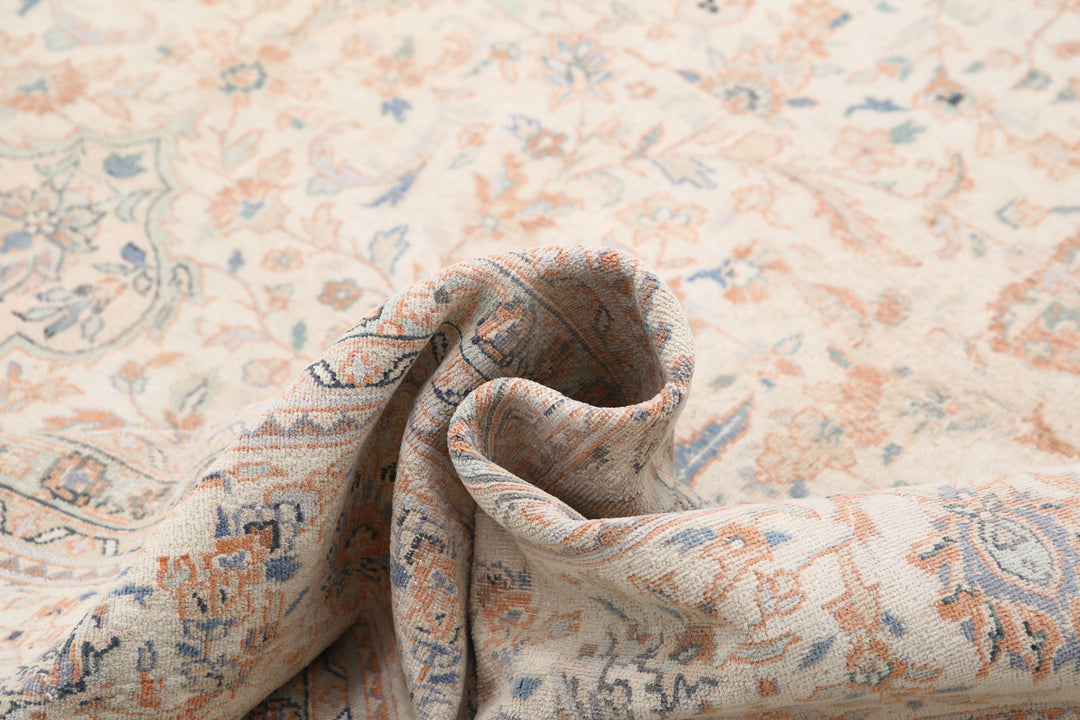 Hand Knotted Vintage Persian Kashan Wool Rug 9' 6" x 13' 2" - No. AT91481