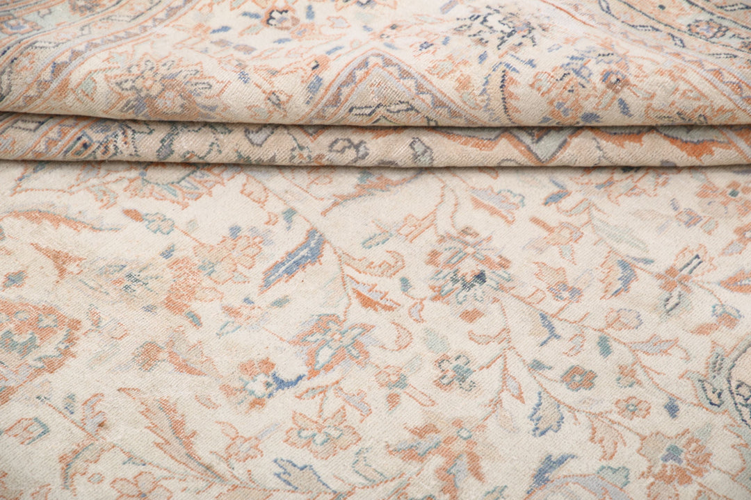 Hand Knotted Vintage Persian Kashan Wool Rug 9' 6" x 13' 2" - No. AT91481