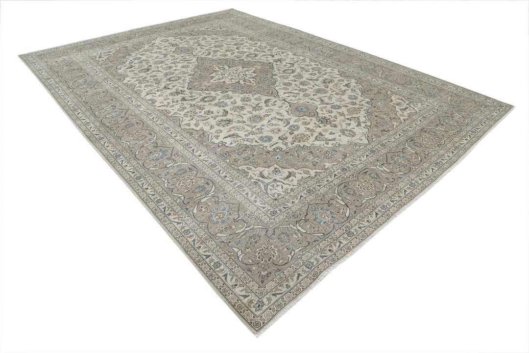 Hand Knotted Vintage Persian Kashan Wool Rug 9' 7" x 13' 1" - No. AT69108