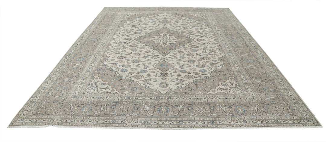 Hand Knotted Vintage Persian Kashan Wool Rug 9' 7" x 13' 1" - No. AT69108