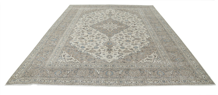 Hand Knotted Vintage Persian Kashan Wool Rug 9' 7" x 13' 1" - No. AT69108