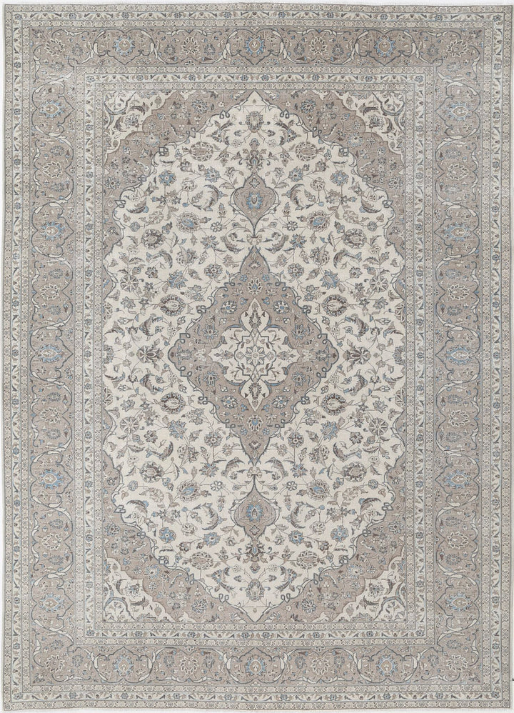 Hand Knotted Vintage Persian Kashan Wool Rug 9' 7" x 13' 1" - No. AT69108