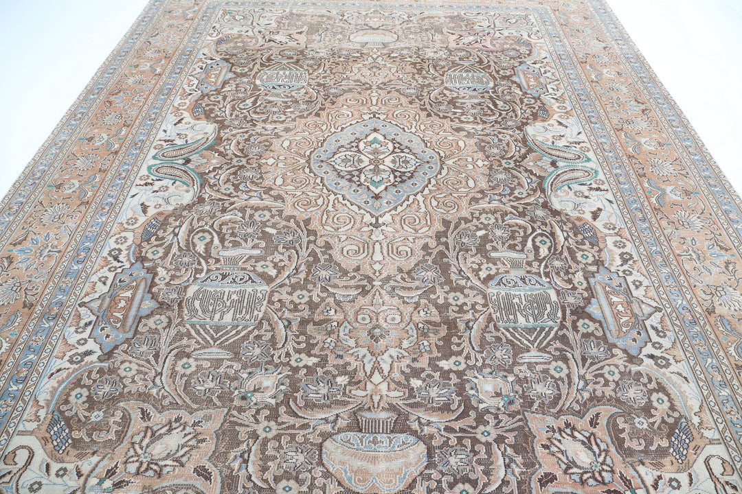 Hand Knotted Vintage Persian Kashmar Wool Rug 9' 6" x 12' 7" - No. AT73985
